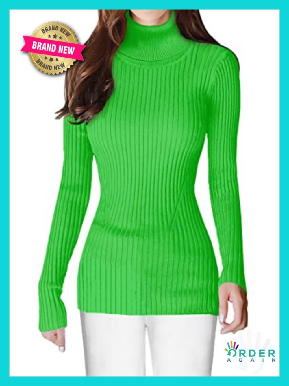 Women's Turtleneck Ribbed Fitted Sweater Long Sleeve Pullover